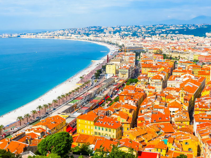 Nice is located in the French Riviera on the south east coast of France.